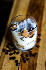 cup glass with coffee and milk cream