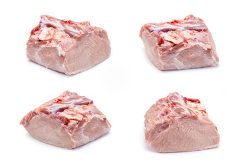 Pieces of fresh pork tenderloin isolated on white background. Concept for advertising price butcher shop.