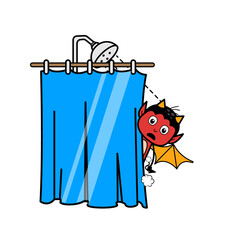 Cartoon Devil taking shower