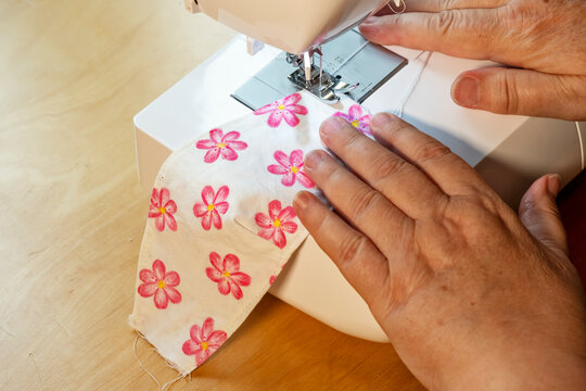 Sewing Of Decorated Masks For Children And Against Covid