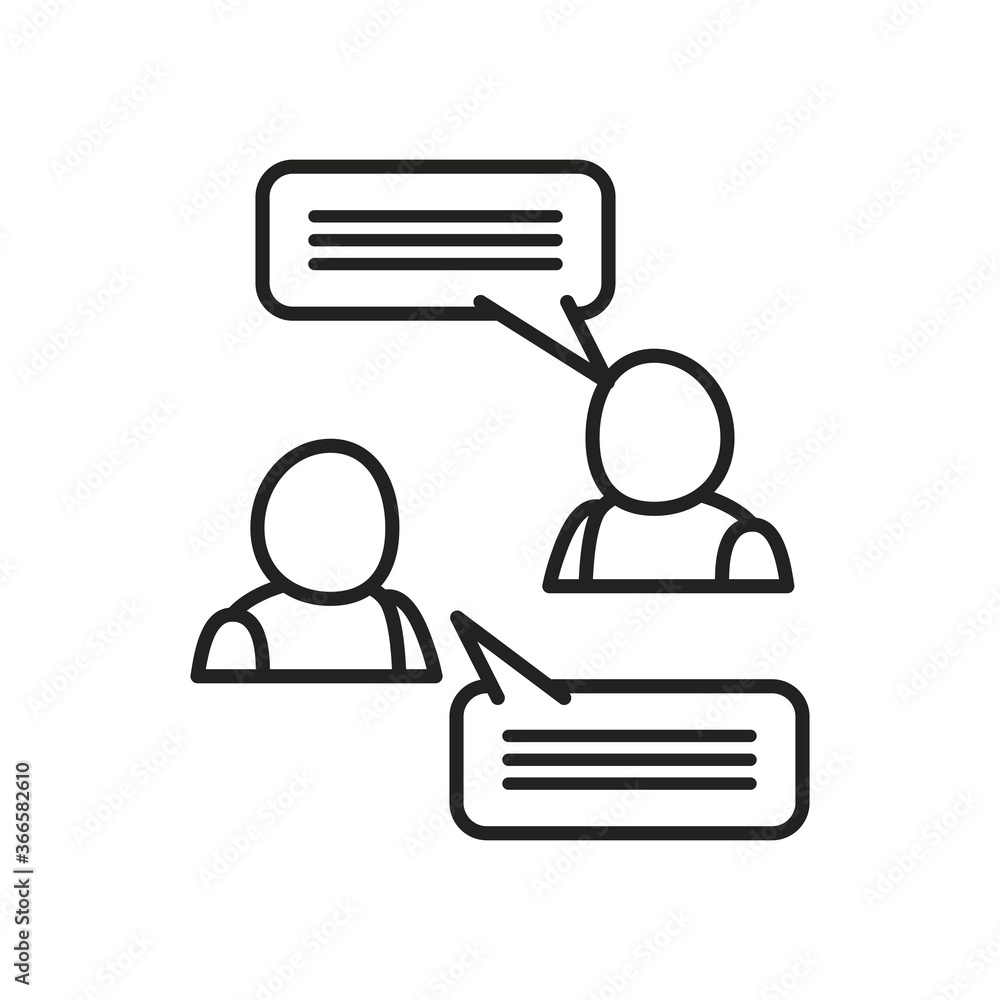 Poster avatars with communication bubbles line style icon vector design