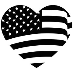 Corazón americano en blanco y negro