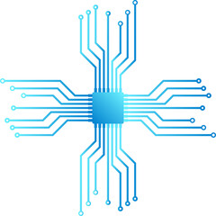 Vector icon with logo printed circuit board. Flat design style.