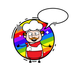 Cartoon Businessman with rainbow background