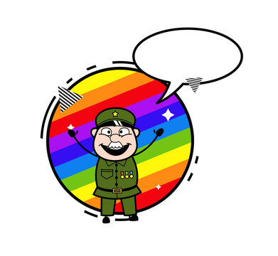 recommend clip art: Cartoon Military Man with rainbow background