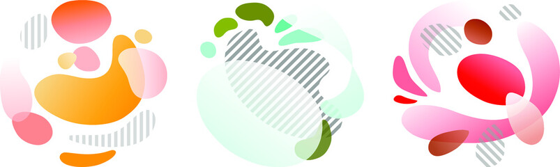 Colored spots, abstract pictures in different colors, gray stripes, modern style.