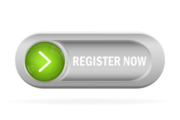 Register now for web advertising design. Subscribe button. Modern design.
