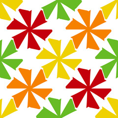 Seamless pattern with colorful flowers on a white background.