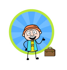Happy Cartoon Grandpa Presenting