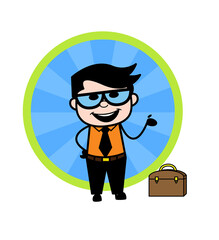 Happy Cartoon Businessman Presenting