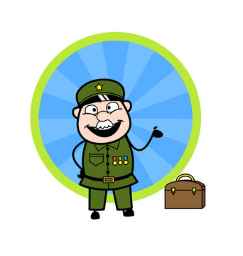 recommend clip art: Happy Cartoon Military Man Presenting