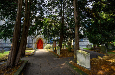 St George's Church in Beckenham with churchyard and path to main entrance. St George's is a parish...