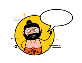 Cartoon Pandit with Chat Bubble