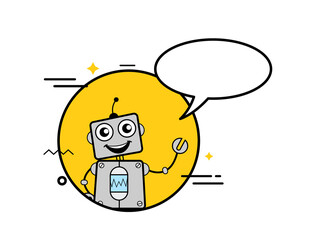 Cartoon Robot with Chat Bubble