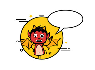 Cartoon Devil with Chat Bubble