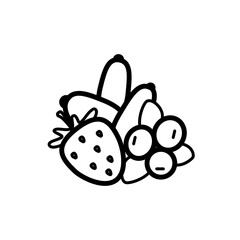 Mix of berries line icon isolated on white background