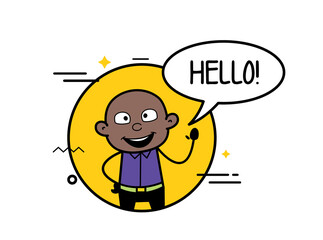 Cartoon Cartoon Bald Black with Chat Bubble