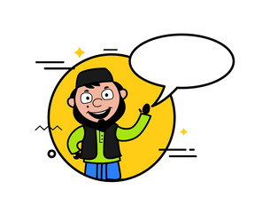 Cartoon Muslim Man with Chat Bubble