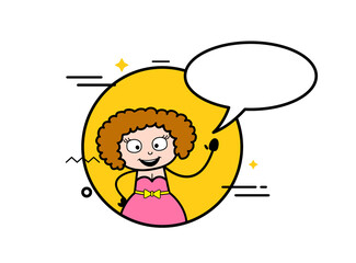 Cartoon Young Lady with Chat Bubble