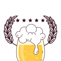 cup glass of beer with spike decoration on white background