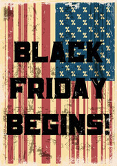 Black Friday Poster, USA Flag Stylization, Sale and Discounts 