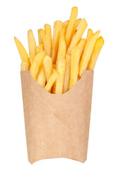 American fried potato in paper basket isolated on the white