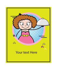 Cartoon Young Lady on Poster with text