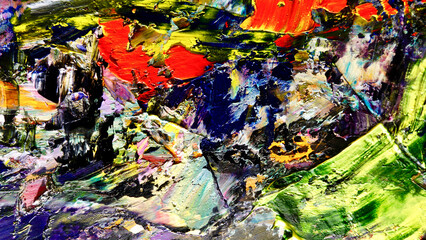 Colorful abstract background wallpaper. Modern motif visual art.  Mixtures of oil paint. Trendy...