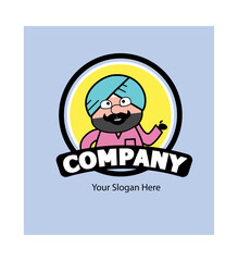 Cartoon Cute Sardar as Company Logo