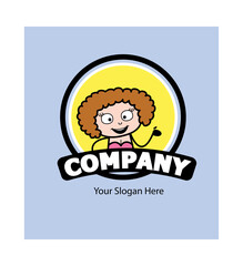 Cartoon Young Lady as Company Logo