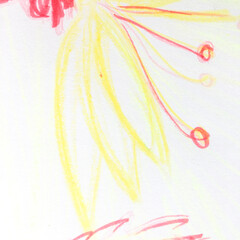 Vintage Hand Drawn Flower. Jungle Acrylic Sketch.