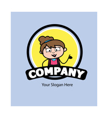 Cartoon Beautician as Company Logo