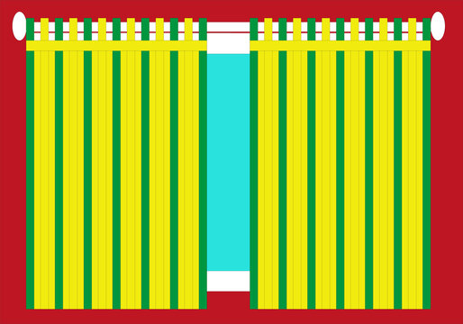 Cortinas de rayas en verde y amarillo sobre ventana