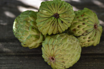 Fototapeta premium detail of earl fruit, custard apple