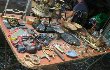 Old Second Hand Things in a Flea Market, Moscow, Russia