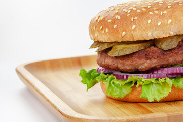 Tasty american grill burger isolated on the white