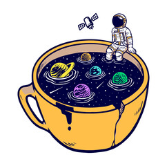 The universe in my cup vector illustration