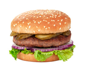 Tasty american grill burger isolated on the white