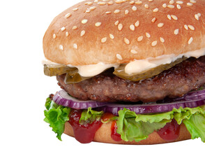 Tasty american grill burger isolated on the white