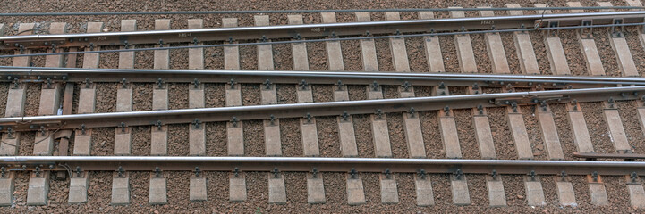 rail road tracks background top view industrial concept