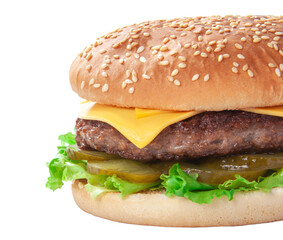 Tasty american grill burger isolated on the white