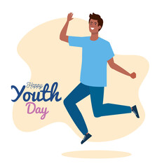 happy youth day, young man afro happy for celebration youth day