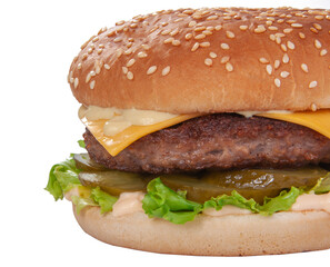 Tasty american grill burger isolated on the white
