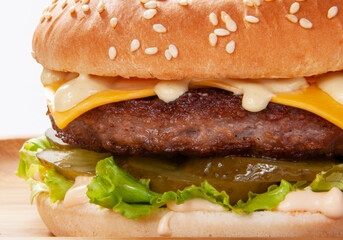 Tasty american grill burger isolated on the white