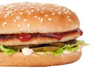 Tasty american grill burger isolated on the white