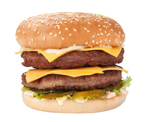 Tasty american grill burger isolated on the white