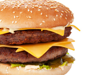 Tasty american grill burger isolated on the white