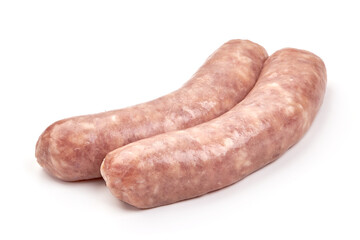 Italian sausages, Raw Salsiccia Sausages, isolated on a white background