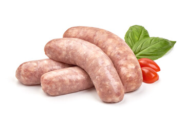 Italian sausages, Raw Salsiccia Sausages, isolated on a white background