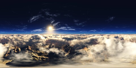 Panorama of clouds, HDRI, environment map , Round panorama, spherical panorama, equidistant projection, panorama 360, flying above the clouds,sky above the clouds,